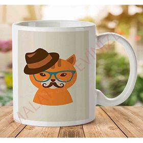Art Hediye Hipster Kedi İki Tarafı Baskılı Kupa Bardak