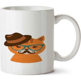 Art Hediye Hipster Kedi İki Tarafı Baskılı Kupa Bardak