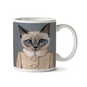 Art Hediye Hipster Kedi Palto Mont İki Tarafı Baskılı Kupa Bardak