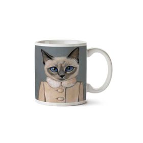 Art Hediye Hipster Kedi Palto Mont İki Tarafı Baskılı Kupa Bardak