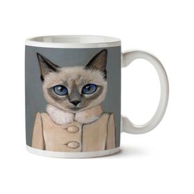 Art Hediye Hipster Kedi Palto Mont İki Tarafı Baskılı Kupa Bardak