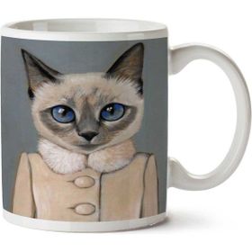 Art Hediye Hipster Kedi Palto Mont İki Tarafı Baskılı Kupa Bardak