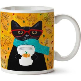 Art Hediye Hipster Kedi Tarz Iki Tarafı Baskılı Kupa Bardak
