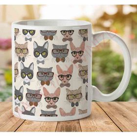 Art Hediye Hipster Kediler İki Tarafı Baskılı Kupa Bardak