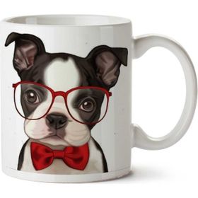 Art Hediye Hipster Papyon Gözlük Köpek İki Tarafı Baskılı Kupa Bardak