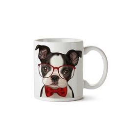 Art Hediye Hipster Papyon Gözlük Köpek İki Tarafı Baskılı Kupa Bardak