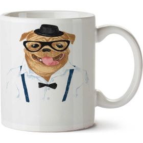 Art Hediye Hipster Pug Dog İki Tarafı Baskılı Kupa Bardak
