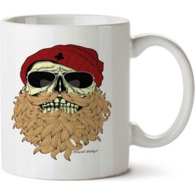 Art Hediye Holly Skull Beard İki Tarafı Baskılı Kupa Bardak