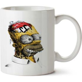 Art Hediye Homer Simpson Bira Kafası İki Tarafı Baskılı Kupa Bardak