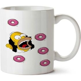 Art Hediye Homer Simpsons Donat İki Tarafı Baskılı Kupa Bardak