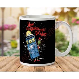 Art Hediye How-The-Grinch-Stole-Dr-Who-On-Dark-Mugs Iki Tarafı Baskılı Kupa BardaK