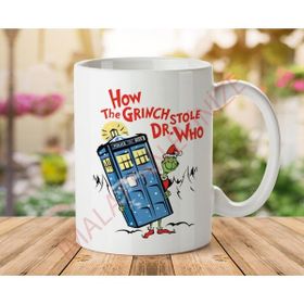 Art Hediye How-The-Grinch-Stole-Dr-Who-On-Light-Mugs Iki Tarafı Baskılı Kupa Bardak