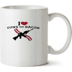 Art Hediye I Love Guns and Bacon İki Tarafı Baskılı Kupa
