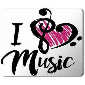 Art Hediye I Love Music Baskılı 23x19 cm Mouse Pad
