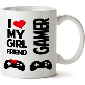 Art Hediye I Love My Girl Friends Gamer İki Tarafı Baskılı Kupa