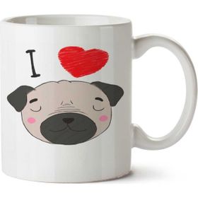 Art Hediye I Love Pugs İki Tarafı Baskılı Kupa