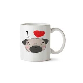 Art Hediye I Love Pugs İki Tarafı Baskılı Kupa