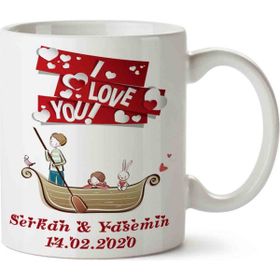 Art Hediye I Love You Kayık Aşıklar Sevgililer Günü Kupa Bardak
