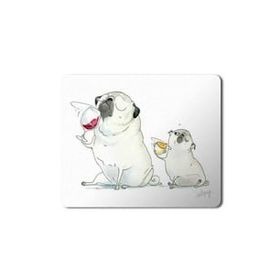 Art Hediye İçki Içen Pug Köpek Baskılı 23x19 cm Mouse Pad