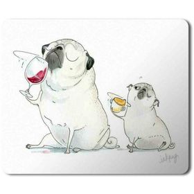 Art Hediye İçki Içen Pug Köpek Baskılı 23x19 cm Mouse Pad