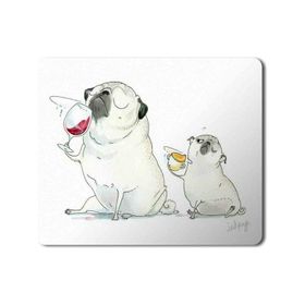 Art Hediye İçki Içen Pug Köpek Baskılı 23x19 cm Mouse Pad