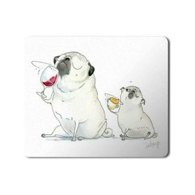 Art Hediye İçki Içen Pug Köpek Baskılı 23x19 cm Mouse Pad