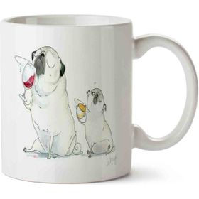 Art Hediye Içki İçen Pug Köpek İki Tarafı Baskılı Kupa Bardak