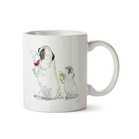 Art Hediye Içki İçen Pug Köpek İki Tarafı Baskılı Kupa Bardak