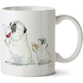 Art Hediye Içki İçen Pug Köpek İki Tarafı Baskılı Kupa Bardak