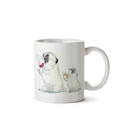 Art Hediye Içki İçen Pug Köpek İki Tarafı Baskılı Kupa Bardak