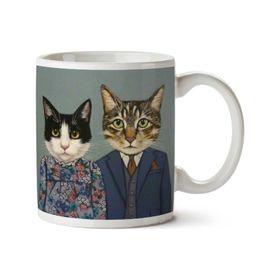 Art Hediye İkili Hipster Kediler İki Tarafı Baskılı Kupa Bardak