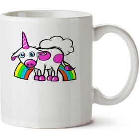 Art Hediye İnek Unicorn İki Tarafı Baskılı Kupa