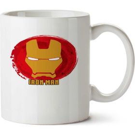 Art Hediye Iron Man Face Background Color Red Tony İki Tarafı Baskılı Kupa
