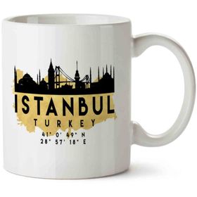 Art Hediye İstanbuk Türkiye Koordinatlar İki Tarafı Baskılı Kupa Bardak