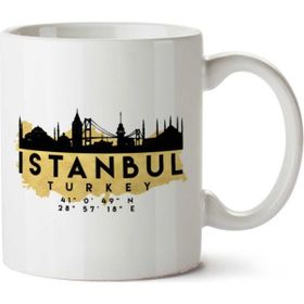 Art Hediye İstanbuk Türkiye Koordinatlar İki Tarafı Baskılı Kupa Bardak