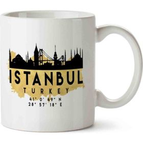 Art Hediye İstanbuk Türkiye Koordinatlar İki Tarafı Baskılı Kupa Bardak