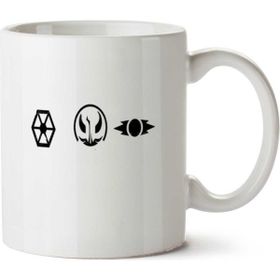 Art Hediye Jedi Star Wars Symbol 2 İki Tarafı Baskılı Beyaz Kupa