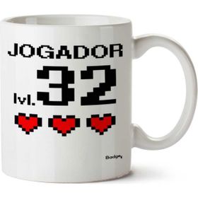 Art Hediye Jogador Lvl 32 Preta İki Tarafı Baskılı Beyaz Kupa