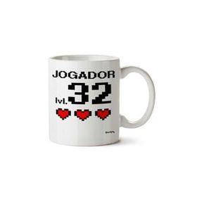 Art Hediye Jogador Lvl 32 Preta İki Tarafı Baskılı Beyaz Kupa