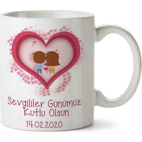 Art Hediye Kalp Içinde Aşıklar Sevgililer Günü Kupa Bardak
