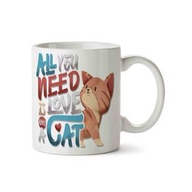 Art Hediye Kedi Cat All You Need İs Love A Cat İki Tarafı Baskılı Kupa Bardak
