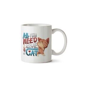 Art Hediye Kedi Cat All You Need İs Love A Cat İki Tarafı Baskılı Kupa Bardak
