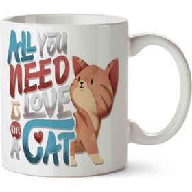 Art Hediye Kedi Cat All You Need İs Love A Cat İki Tarafı Baskılı Kupa Bardak