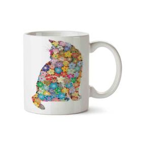 Art Hediye Kedi Çiçek Çiçekler İçinde Kedi 01 İki Tarafı Baskılı Kupa Bardak