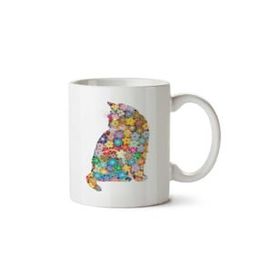 Art Hediye Kedi Çiçek Çiçekler İçinde Kedi 01 İki Tarafı Baskılı Kupa Bardak