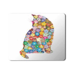 Art Hediye Kedi Çiçek Çiçekler İçinde Kedi Baskılı 23x19 cm Mouse Pad