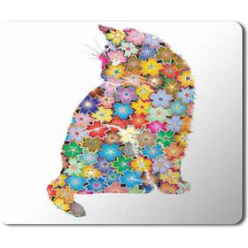 Art Hediye Kedi Çiçek Çiçekler İçinde Kedi Baskılı 23x19 cm Mouse Pad