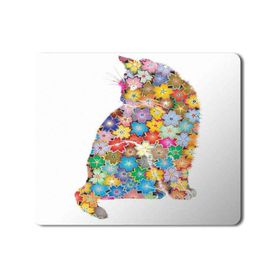 Art Hediye Kedi Çiçek Çiçekler İçinde Kedi Baskılı 23x19 cm Mouse Pad