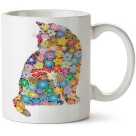 Art Hediye Kedi Çiçek Çiçekler Içinde Kedi iki Tarafı Baskılı Kupa Bardak