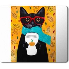 Art Hediye Kedi Kahve İçen Kedi Cat Baskılı 23x19 cm Mouse Pad